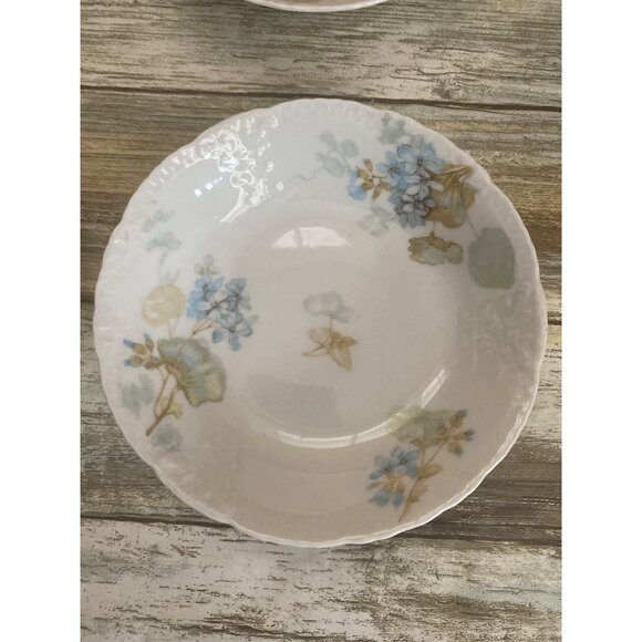 Vintage Haviland Limoges France Blue Floral Embossed Bowls & Saucer Set of 4 - Picture 15 of 15